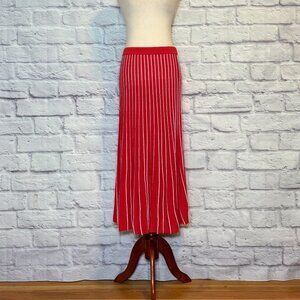 Katie Sturino x Stitch Fix Red & White Striped Midi Skirt